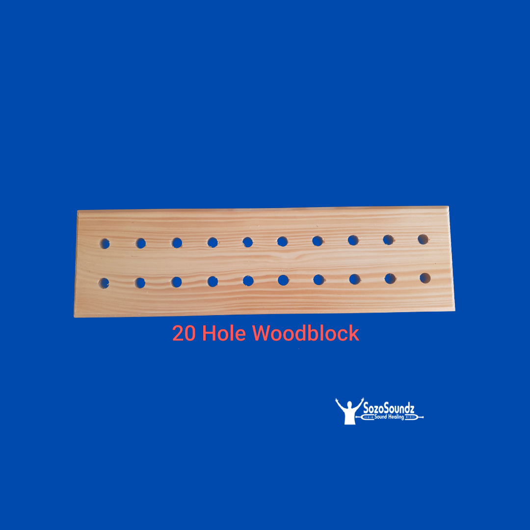 20 Hole Woodblock Tuning Fork Holder - SozoSoundz Tuning Forks